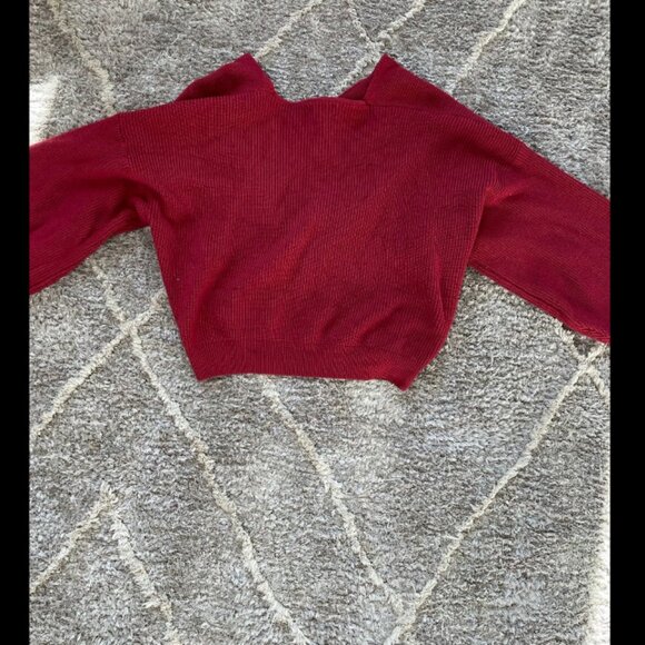 Off-the-Shoulder Red Sweater - Picture 4 of 4